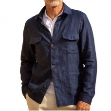Men's Casual Linen Lapel Single Breasted Long Sleeve Thin Jacket 04319173M