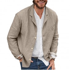 Men's Loose Cotton and Linen Suit Jacket 23703706X