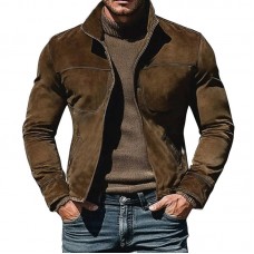 Men's Suede Stand Collar Jacket 67773897U