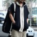 Men's Loose Color Block Hooded Short Sleeve Sweatshirt Jacket 83697432Y