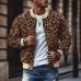 Men's Vintage Leopard Print Colorblock Zip-Up Bomber Jacket 58817018Y